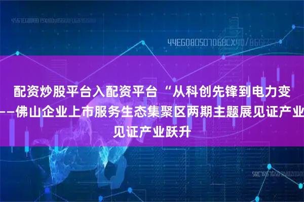 配资炒股平台入配资平台 “从科创先锋到电力变革”——佛山企业上市服务生态集聚区两期主题展见证产业跃升